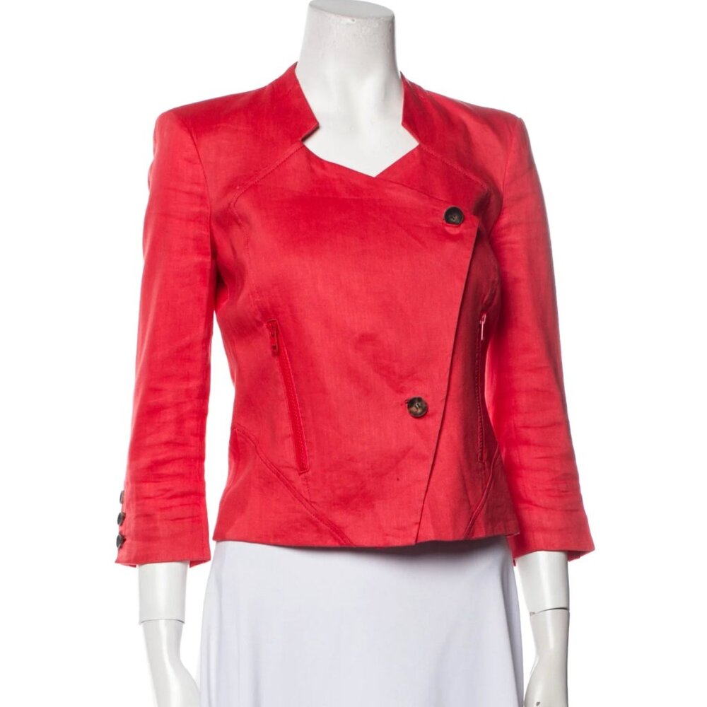 Helmut Lang asymmetrical red linen jacket
